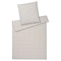 Elegante Quadro Perkal Bettwäsche-Set - 135x200 / 80x80 Cm - Clay