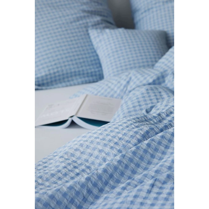 Elegante Bornholm Bettwäsche-Set Aus Web-Seersucker - 135x200 / 80x80 Cm - Rauchblau 4 Elegante Bornholm Bettwäsche-Set Aus Web-Seersucker - 135x200 / 80x80 Cm - Rauchblau – Bild 2