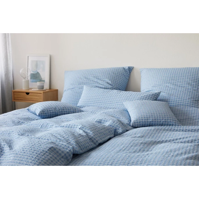 Elegante Bornholm Bettwäsche-Set Aus Web-Seersucker - 135x200 / 80x80 Cm - Rauchblau 5 Elegante Bornholm Bettwäsche-Set Aus Web-Seersucker - 135x200 / 80x80 Cm - Rauchblau – Bild 3