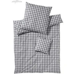 Elegante Quadro Perkal-Bettwäsche - 135x200 / 80x80 Cm - Hellgrau