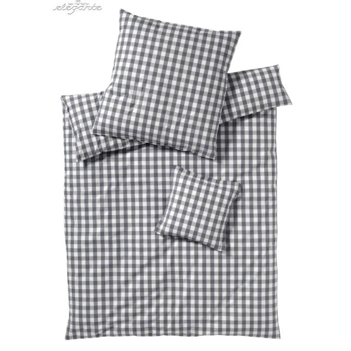 Elegante Quadro Perkal-Bettwäsche - 135x200 / 80x80 Cm - Hellgrau 3 Elegante Quadro Perkal-Bettwäsche - 135x200 / 80x80 Cm - Hellgrau