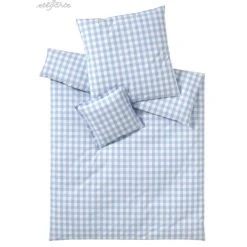 Elegante Quadro Perkal-Bettwäsche - 135x200 / 80x80 Cm - Hellblau