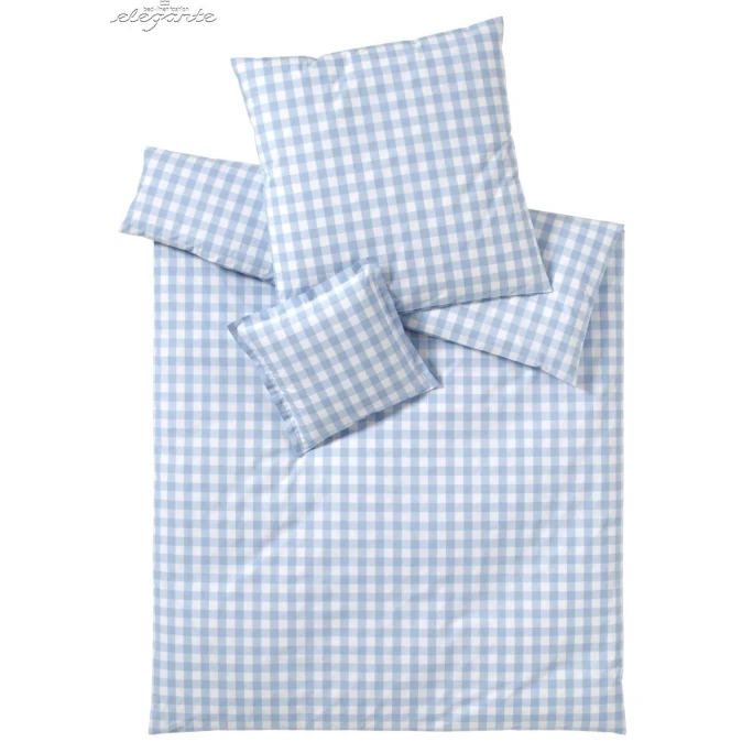 Elegante Quadro Perkal-Bettwäsche - 135x200 / 80x80 Cm - Hellblau 3 Elegante Quadro Perkal-Bettwäsche - 135x200 / 80x80 Cm - Hellblau