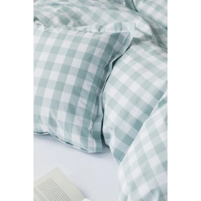Elegante Quadro Perkal Bettwäsche-Set - 135x200 / 80x80 Cm - Salbei 4 Elegante Quadro Perkal Bettwäsche-Set - 135x200 / 80x80 Cm - Salbei – Bild 2