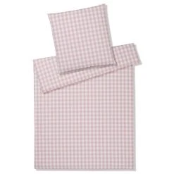 Elegante Quadro Perkal Bettwäsche-Set - 135x200 / 80x80 Cm - Puder