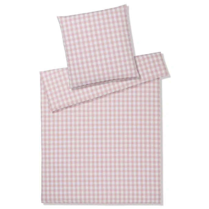 Elegante Quadro Perkal Bettwäsche-Set - 135x200 / 80x80 Cm - Puder 3 Elegante Quadro Perkal Bettwäsche-Set - 135x200 / 80x80 Cm - Puder