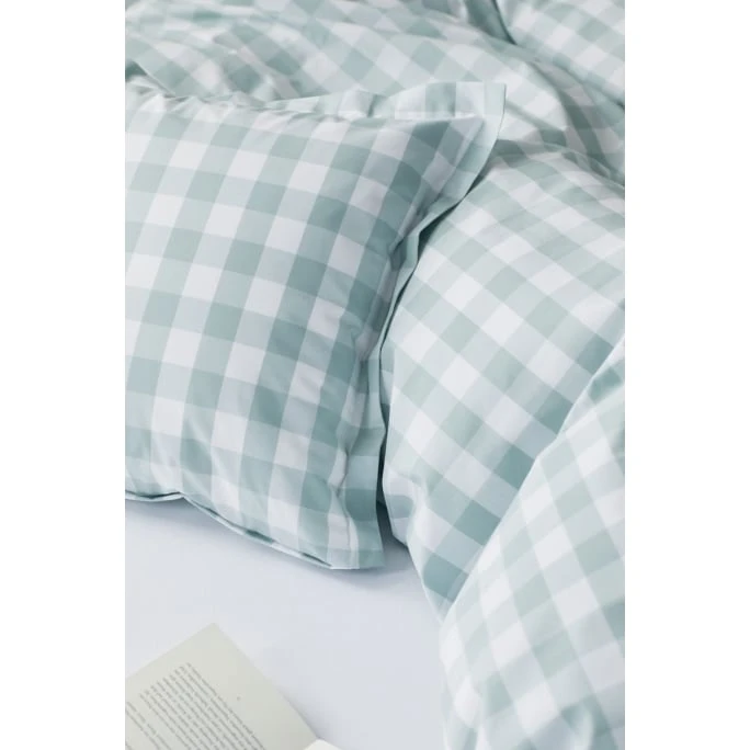 Elegante Quadro Bettwäsche Aus Web-Perkal - 135x200 / 40x80 Cm - Salbei 4 Elegante Quadro Bettwäsche Aus Web-Perkal - 135x200 / 40x80 Cm - Salbei – Bild 2