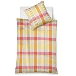 Fleuresse Rio Bettwäsche-Set Aus Seersucker - 135x200 / 80x80 Cm - Orange