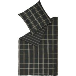 Musterring Square Bettwäsche-Set Aus Satin - 155x220 / 80x80 Cm - Schwarz