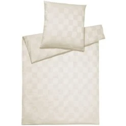 Elegante Trattino Bettwäsche-Set Aus Mako-Satin - 135x200 / 40x80 Cm - Natur