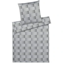 Elegante Piazza Bettwäsche-Set Aus Mako-Satin - 135x200 / 40x80 Cm - Silbergrau