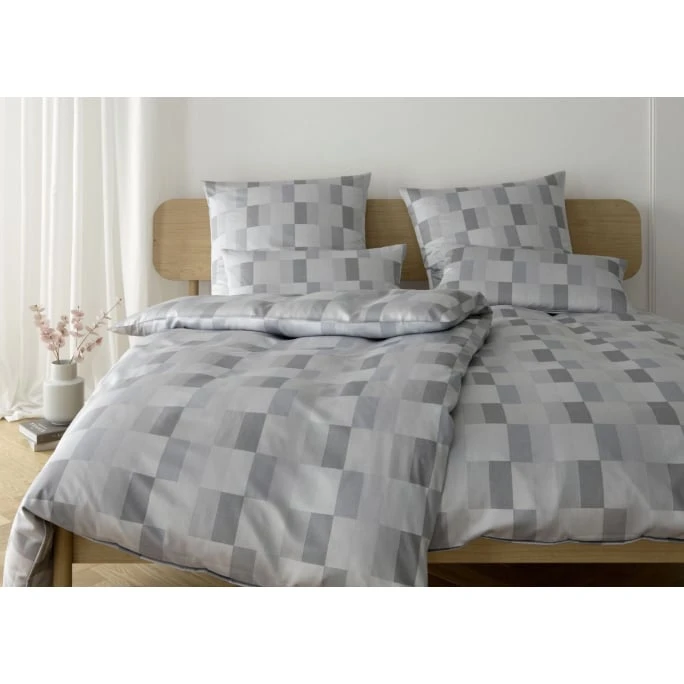 Elegante Piazza Bettwäsche-Set Aus Mako-Satin - 135x200 / 40x80 Cm - Silbergrau 4 Elegante Piazza Bettwäsche-Set Aus Mako-Satin - 135x200 / 40x80 Cm - Silbergrau – Bild 2