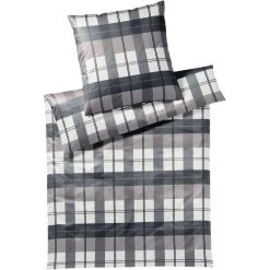 Elegante Country Bettwäsche-Set Aus Mako-Satin - 135x200 / 40x80 Cm - Taupe