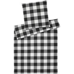 Elegante Chess Bettwäsche-Set Aus Soft-Flanell - 135x200 / 80x80 Cm - Anthrazit