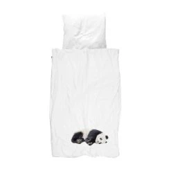SNURK Lazy Panda Bettwäsche-Set - 135x200 / 80x80 Cm - Black/white