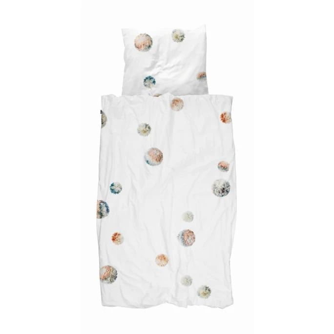 SNURK Pom Pom Bettwäsche-Set - 155x220 / 80x80 Cm - Weiß 3 SNURK Pom Pom Bettwäsche-Set - 155x220 / 80x80 Cm - Weiß