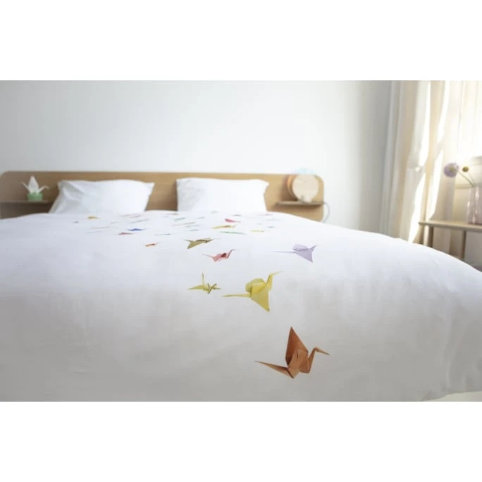 SNURK CRANE BIRDS Bettwäsche-Set - 135x200 / 80x80 Cm - Weiß Mit Motiv 4 SNURK CRANE BIRDS Bettwäsche-Set - 135x200 / 80x80 Cm - Weiß Mit Motiv – Bild 2