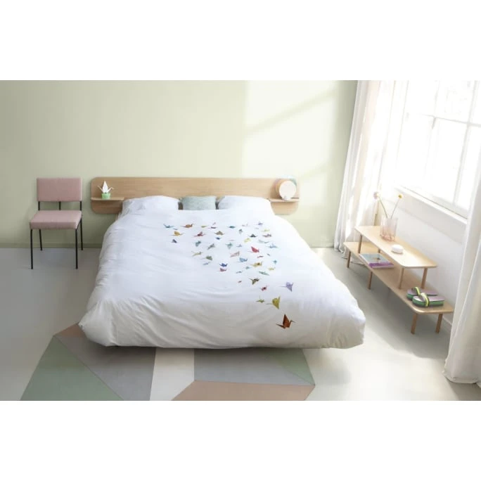 SNURK CRANE BIRDS Bettwäsche-Set - 135x200 / 80x80 Cm - Weiß Mit Motiv 6 SNURK CRANE BIRDS Bettwäsche-Set - 135x200 / 80x80 Cm - Weiß Mit Motiv – Bild 4