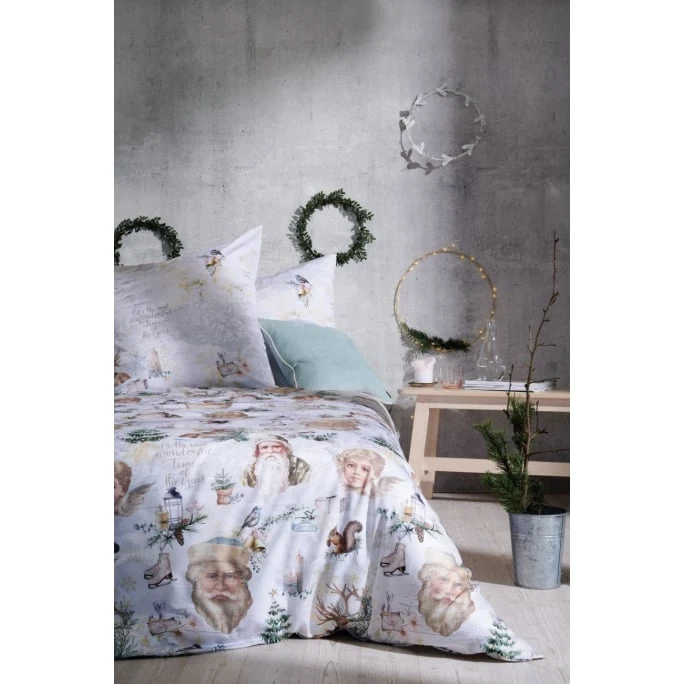 Apelt Winterwelt Santa GOTS Bettwäsche-Set Aus Satin - 135x200 / 80x80 Cm - Natur 4 Apelt Winterwelt Santa GOTS Bettwäsche-Set Aus Satin - 135x200 / 80x80 Cm - Natur – Bild 2