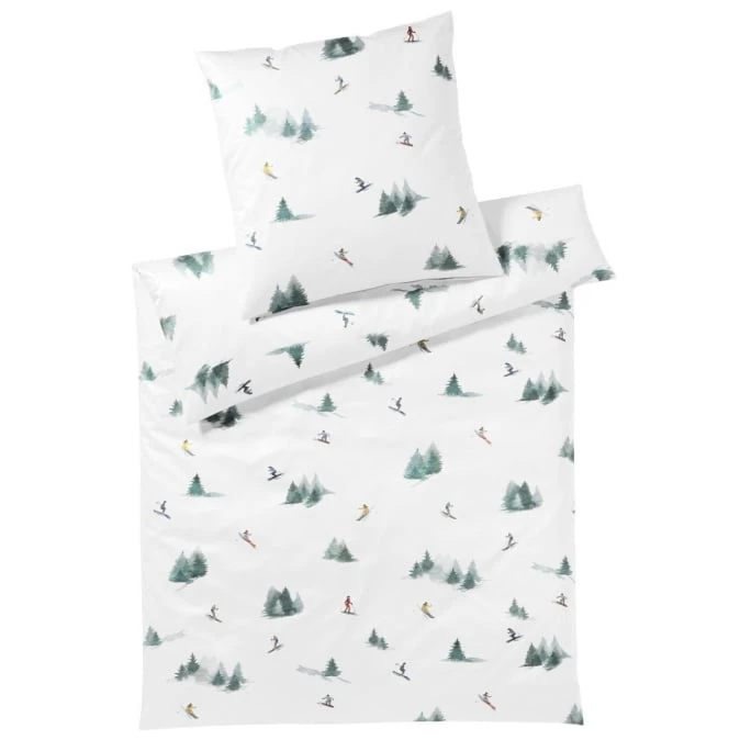 Elegante Abfahrt Mako-Satin Bettwäsche-Set - 200x220 / 2x80x80 Cm - Schneeweiß 3 Elegante Abfahrt Mako-Satin Bettwäsche-Set - 200x220 / 2x80x80 Cm - Schneeweiß