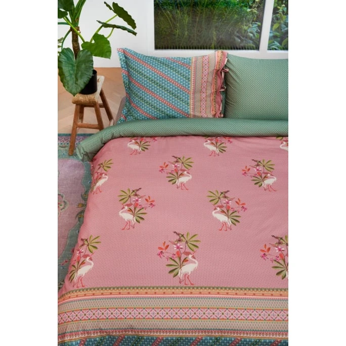 PIP Studio My Heron Wendebettwäsche-Set - 155x220 / 80x80 Cm - Pink 4 PIP Studio My Heron Wendebettwäsche-Set - 155x220 / 80x80 Cm - Pink – Bild 2