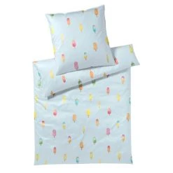 Elegante Popsicle Bettwäsche - 155x220 / 80x80 Cm - Eisblau