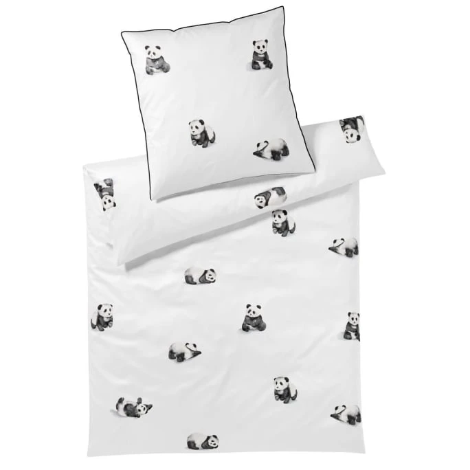 Elegante Panda Bear Bettwäsche - 155x220 / 80x80 Cm - Weiss 3 Elegante Panda Bear Bettwäsche - 155x220 / 80x80 Cm - Weiss