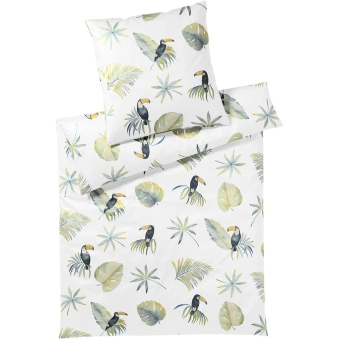 Elegante Tukan Bettwäsche-Set Aus Mako-Satin - 155x220 / 40x80 Cm - Weiß 3 Elegante Tukan Bettwäsche-Set Aus Mako-Satin - 155x220 / 40x80 Cm - Weiß