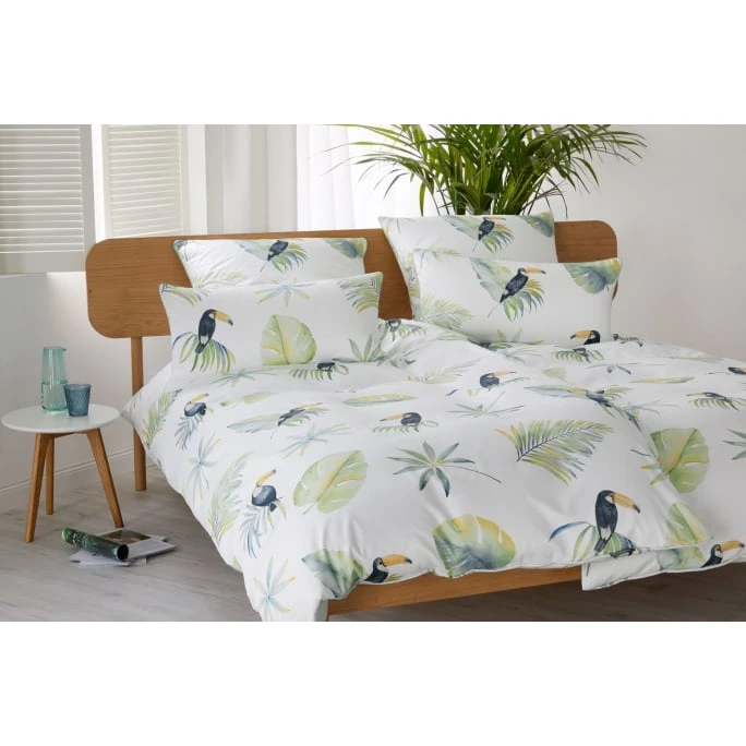 Elegante Tukan Bettwäsche-Set Aus Mako-Satin - 155x220 / 40x80 Cm - Weiß 5 Elegante Tukan Bettwäsche-Set Aus Mako-Satin - 155x220 / 40x80 Cm - Weiß – Bild 3