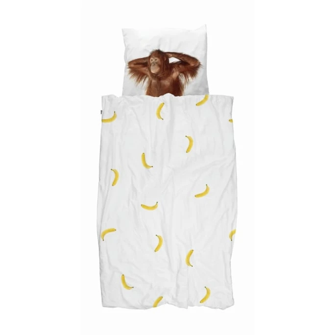 SNURK Banana Monkey Bettwäsche-Set - 155x220 / 80x80 Cm - Affe Mit Bananen 3 SNURK Banana Monkey Bettwäsche-Set - 155x220 / 80x80 Cm - Affe Mit Bananen