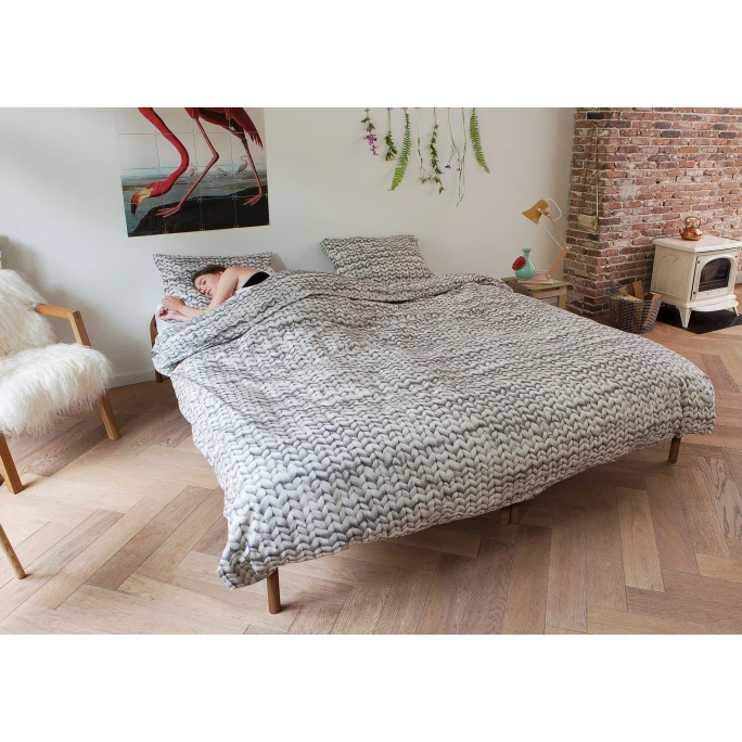 SNURK Twirre Bettwäsche-Set Mit Strick-Print - 200x220 / 2x80x80 Cm - Grau 4 SNURK Twirre Bettwäsche-Set Mit Strick-Print - 200x220 / 2x80x80 Cm - Grau – Bild 2