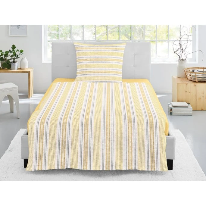Irisette CALYPSO 8074 Seersucker Bettwäsche - 155x200 / 80x80 Cm - Gelb 4 Irisette CALYPSO 8074 Seersucker Bettwäsche - 155x200 / 80x80 Cm - Gelb – Bild 2