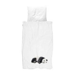 SNURK Lazy Panda Bettwäsche-Set - 155x220 / 80x80 Cm - Weiß