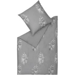 Schöner Wohnen Jungle Leaves Bettwäsche-Set - 155x220 / 80x80 Cm - Grau