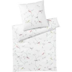 Elegante Garden Love Bettwäsche-Set Aus Seiden-Satin - 135x200 / 80x80 Cm - Weiß