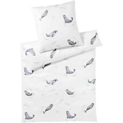 Elegante Seals Bettwäsche-Set Aus Mako-Satin - 135x200 / 80x80 Cm - Weiß