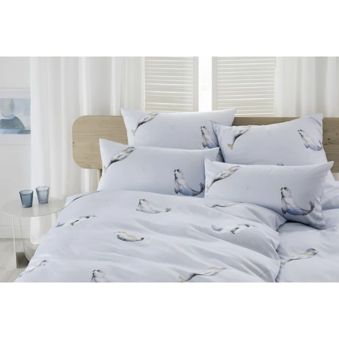 Elegante Seals Bettwäsche-Set Aus Mako-Satin - 135x200 / 40x80 Cm - Silbergrau 4 Elegante Seals Bettwäsche-Set Aus Mako-Satin - 135x200 / 40x80 Cm - Silbergrau – Bild 2