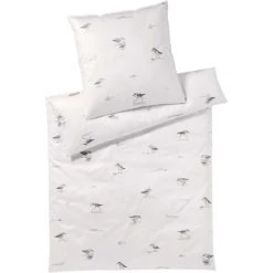 Elegante Sandpiper Bettwäsche-Set Aus Mako-Satin - 135x200 / 40x80 Cm - Creme