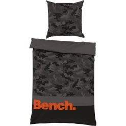 Bench Camouflage Bettwäsche-Set Aus Renforcé-Baumwolle - 155x220 / 80x80 Cm - Dunkelgrau