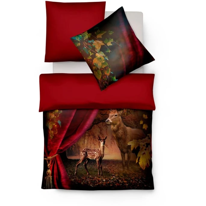 Fleuresse Bed Art S Wendebettwäsche-Set Aus Mako Satin - 155x200 / 80x80 Cm - Rot 3 Fleuresse Bed Art S Wendebettwäsche-Set Aus Mako Satin - 155x200 / 80x80 Cm - Rot