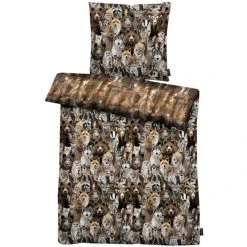 Apelt Winterwelt William GOTS Wendebettwäsche-Set Aus Satin - 155x220 / 80x80 Cm - Braun