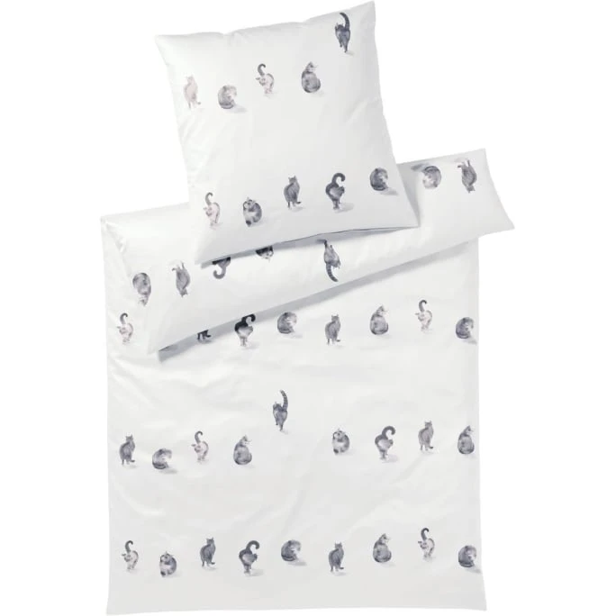 Elegante Streuner Bettwäsche-Set Aus Mako-Satin - 135x200 / 40x80 Cm - Weiß 3 Elegante Streuner Bettwäsche-Set Aus Mako-Satin - 135x200 / 40x80 Cm - Weiß