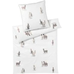 Elegante Alpaka Bettwäsche-Set Aus Mako-Satin - 135x200 / 40x80 Cm - Weiß