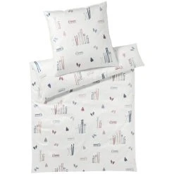 Elegante Winterzauber Bettwäsche-Set Aus Mako-Satin - 135x200 / 40x80 Cm - Purpurrot