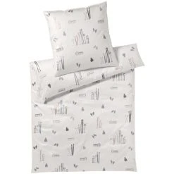 Elegante Winterzauber Bettwäsche-Set Aus Mako-Satin - 135x200 / 40x80 Cm - Taupe