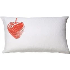 Elegante Erdbeere Bettwäsche-Set Aus Halbleinen - 135x200 / 40x80 Cm - Weiß-rot -Moooi Shop unnamed file 1809