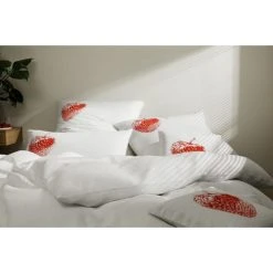 Elegante Erdbeere Bettwäsche-Set Aus Halbleinen - 135x200 / 40x80 Cm - Weiß-rot -Moooi Shop unnamed file 1810