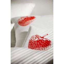 Elegante Erdbeere Bettwäsche-Set Aus Halbleinen - 135x200 / 40x80 Cm - Weiß-rot -Moooi Shop unnamed file 1811