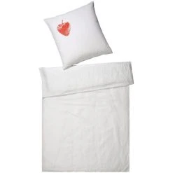 Elegante Erdbeere Bettwäsche-Set Aus Halbleinen - 135x200 / 40x80 Cm - Kreide-pink