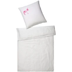 Elegante Esel Bettwäsche-Set Aus Halbleinen - 135x200 / 40x80 Cm - Weiß-pink